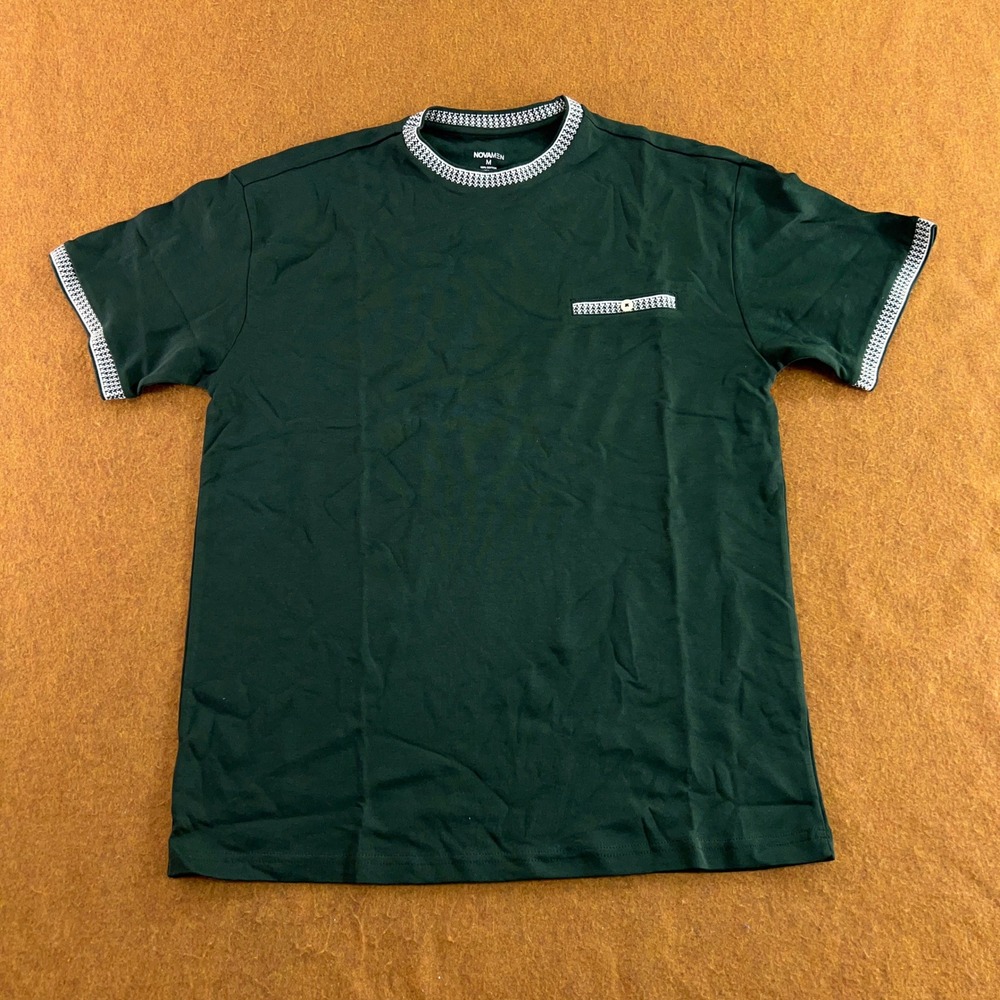 Novamen Mens Medium Green Patterned Trim Pocket Short Sleeve T-Shirt New
